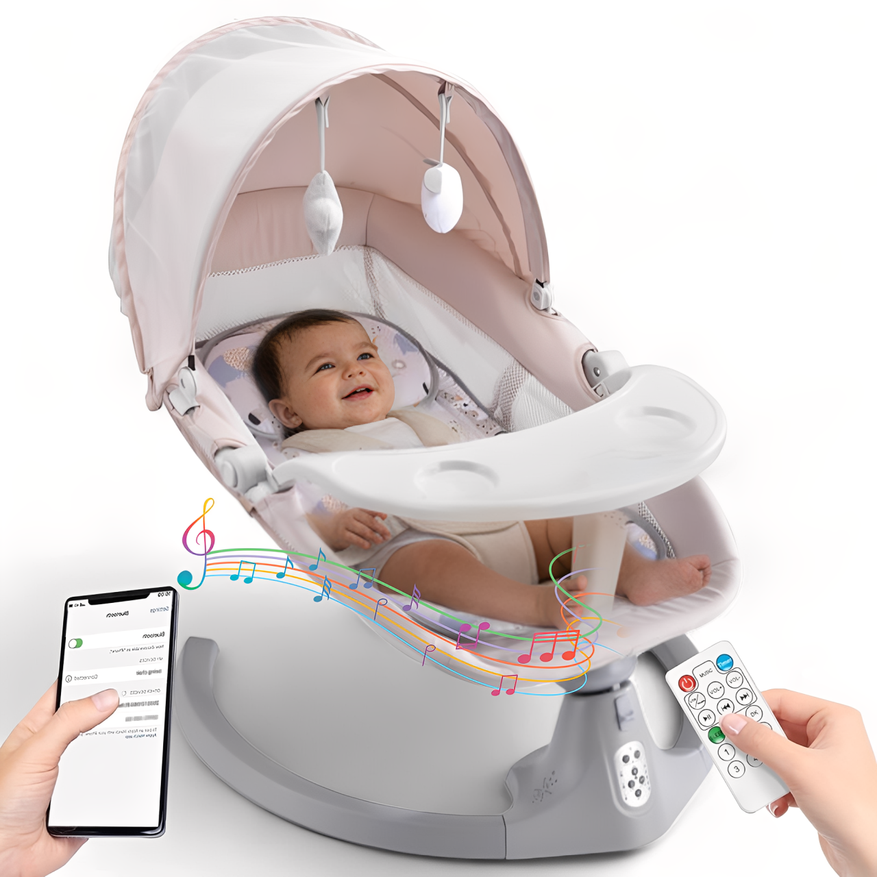 BRONTIX Automatic Cradle for Baby Rocker Beige | 0 to 12 Months | Swin ...