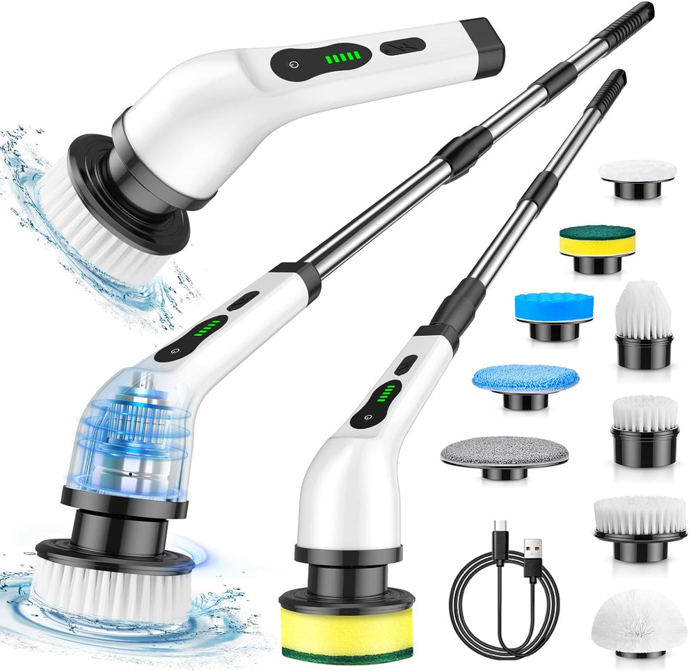 BRONTIX 9 in 1 Cordless Electric Spin Scrubber - Cleaning Brush for Ho ...