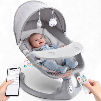 BRONTIX Automatic Cradle for Baby Rocker Light Grey | 0 to 12 Months | Swing for New Born Baby | Automatic Swing Cradle for Infants