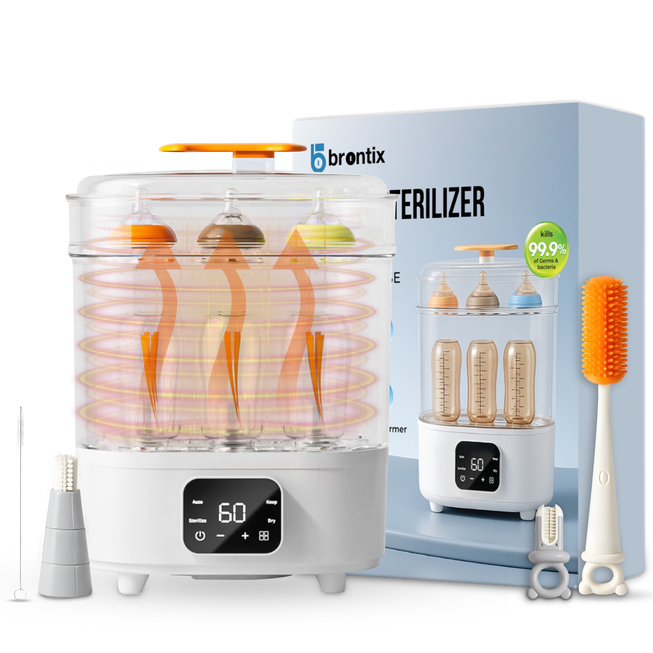 BRONTIX 4 in 1 Sterilizer and Dryer for Feeding Bottles with Cleaning ...