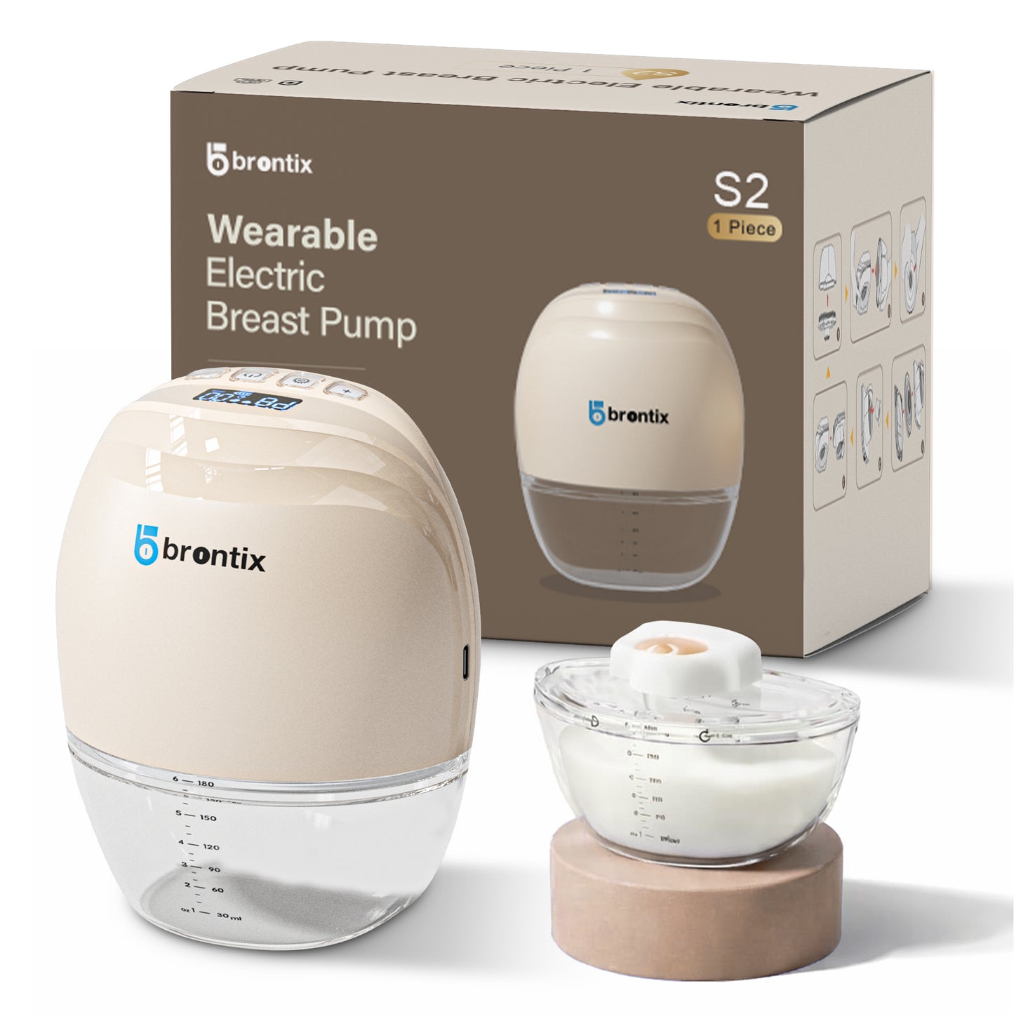 BRONTIX S2 breast pump electrical with 3 Modes and12 Speed Levels wearable breast pump electric, electric for feeding mothers
