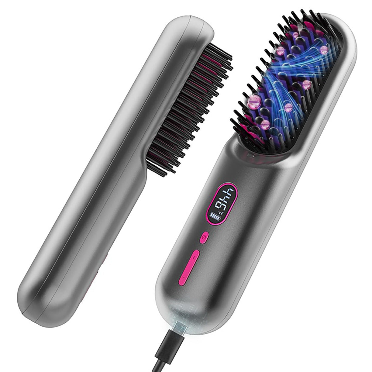 Cordless Hair Straightener Brush  – Portable Negative Ion Hair Styler