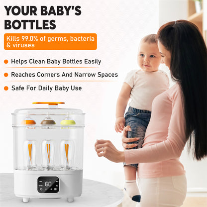 BRONTIX 4 in 1 Sterilizer and Dryer for Feeding Bottles with Cleaning Set, Sterilizer for Baby Products, Bottle Sterilizer & Baby Bottle Sterilizer