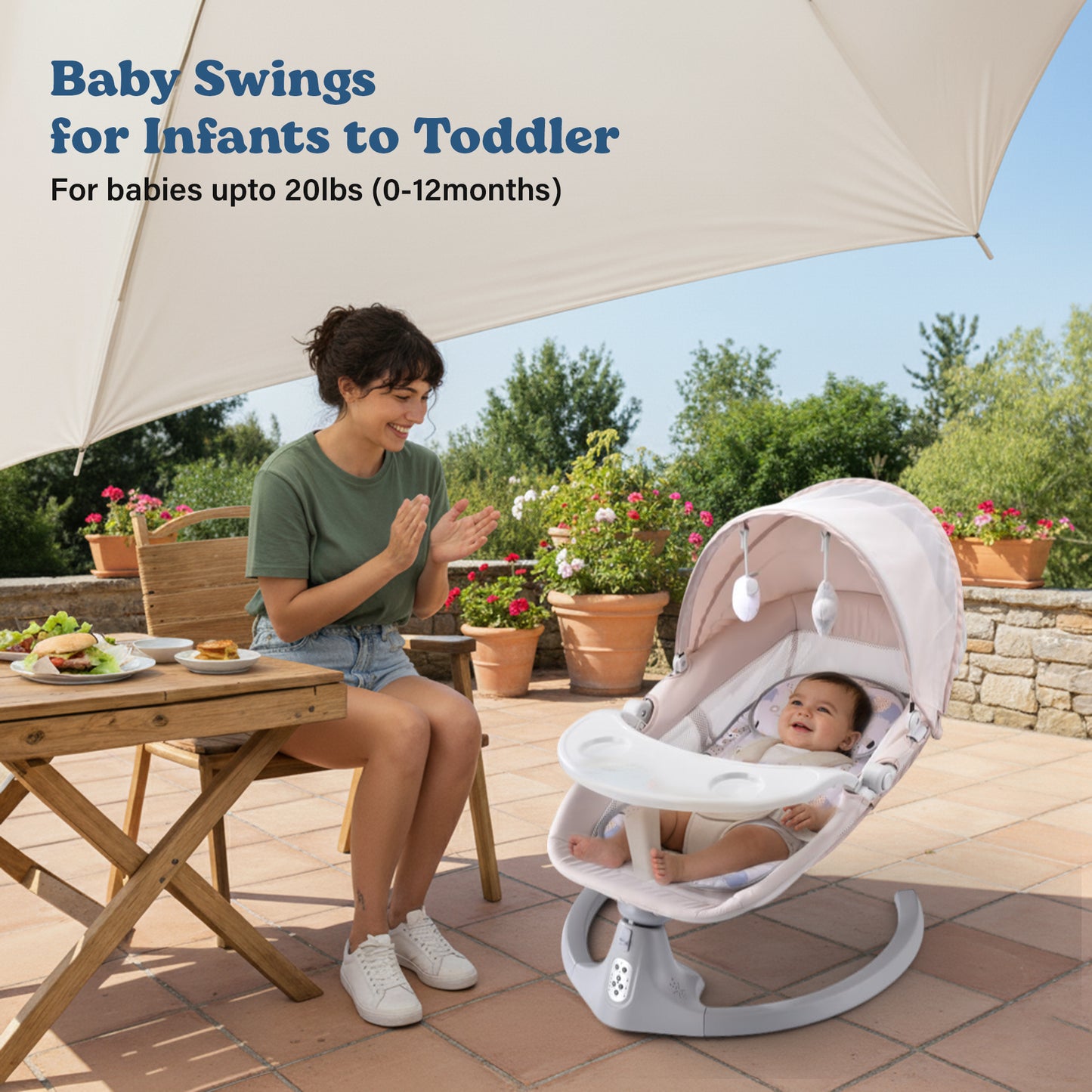 BRONTIX Automatic Cradle for Baby Rocker Beige | 0 to 12 Months | Swing for New Born Baby | Automatic Swing Cradle for Infants