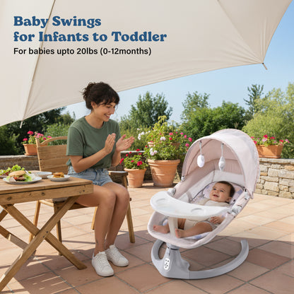 BRONTIX Automatic Cradle for Baby Rocker Beige | 0 to 12 Months | Swing for New Born Baby | Automatic Swing Cradle for Infants