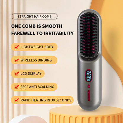 Cordless Hair Straightener Brush  – Portable Negative Ion Hair Styler