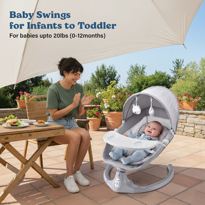 BRONTIX Automatic Cradle for Baby Rocker Light Grey | 0 to 12 Months | Swing for New Born Baby | Automatic Swing Cradle for Infants