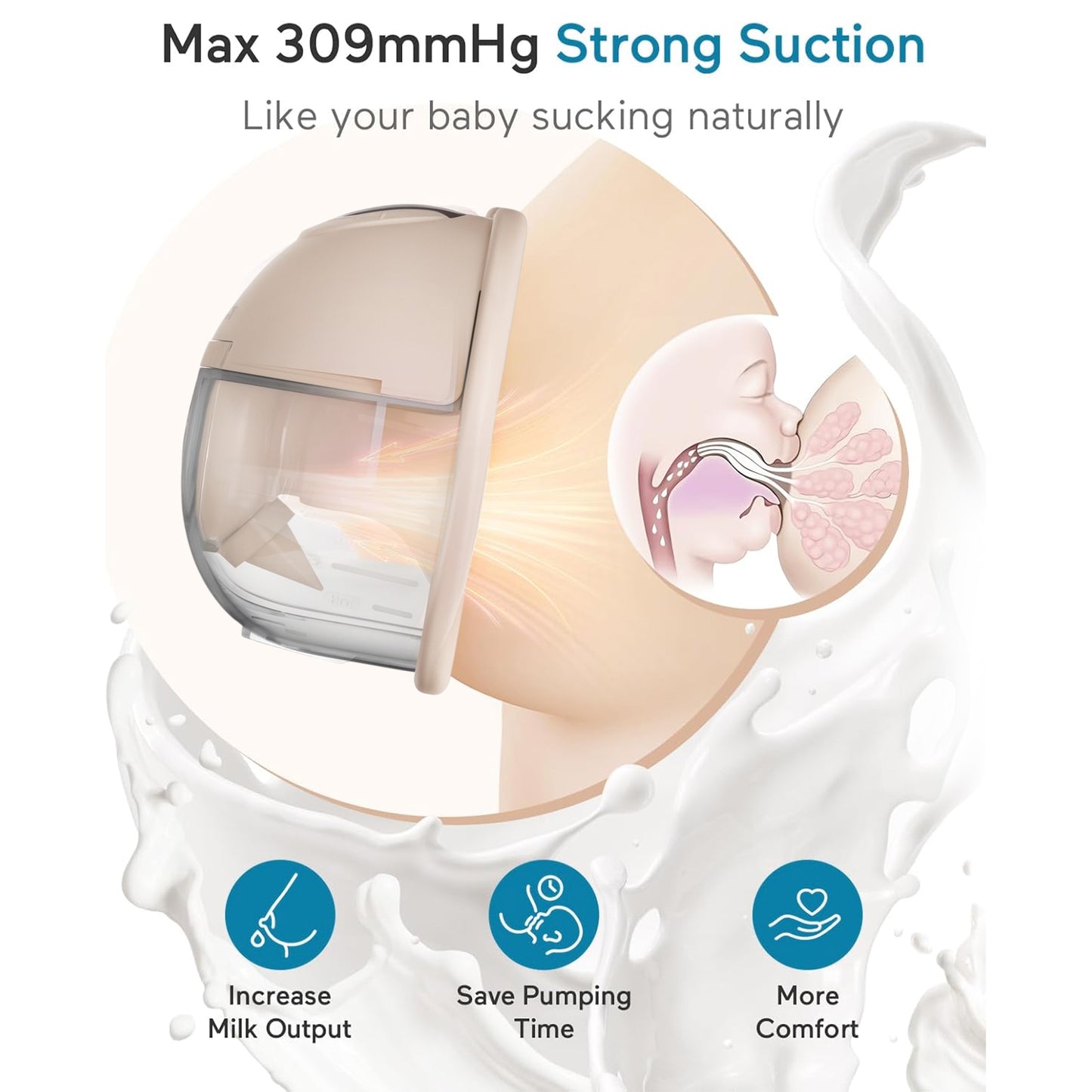 BRONTIX S1 Wearable Breast Pump Electrical | Hands Free Electric Breastfeeding Pump | 4 Modes & 9 Speed Levels | Electric Breast Pump for Feeding Mothers | Automatic