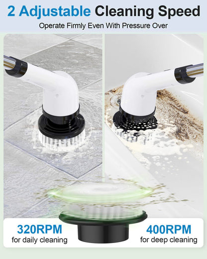 BRONTIX 9 in 1 Cordless Electric Spin Scrubber - Cleaning Brush for Home, Electric Mop Machine for Floor, Bathroom Cleaning