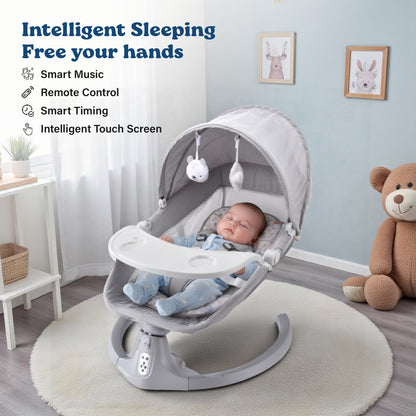 BRONTIX Automatic Cradle for Baby Rocker Light Grey | 0 to 12 Months | Swing for New Born Baby | Automatic Swing Cradle for Infants