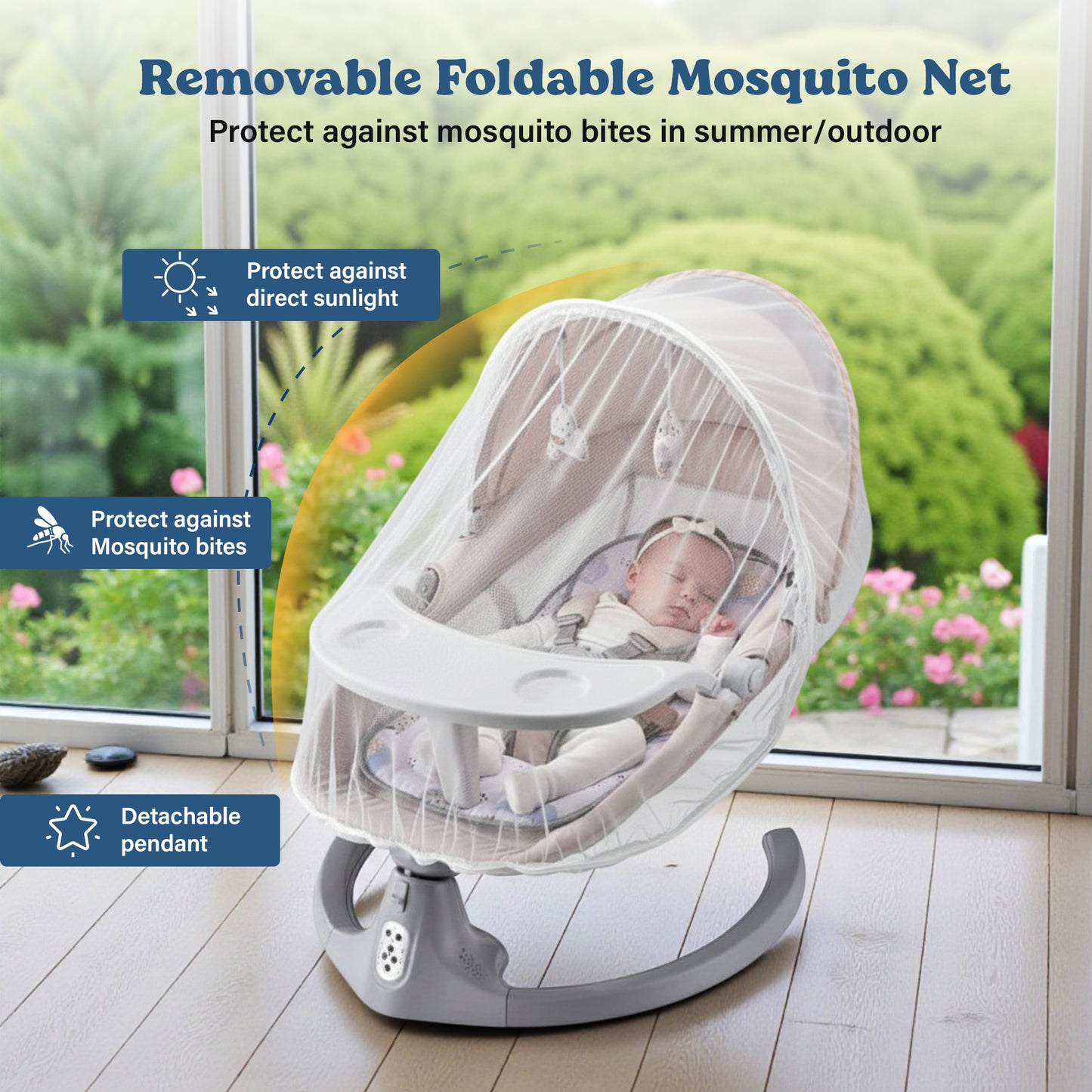 BRONTIX Automatic Cradle for Baby Rocker Beige | 0 to 12 Months | Swing for New Born Baby | Automatic Swing Cradle for Infants