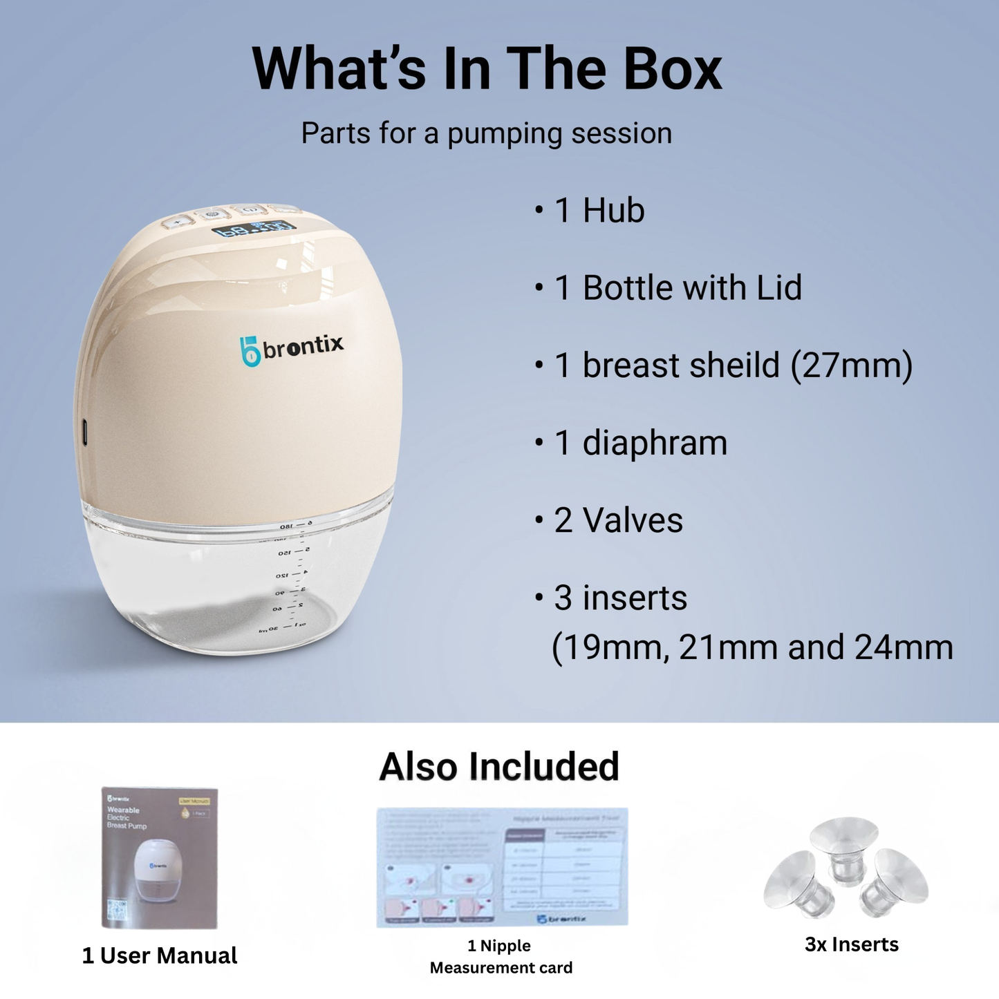 BRONTIX S2 breast pump electrical with 3 Modes and12 Speed Levels wearable breast pump electric, electric for feeding mothers