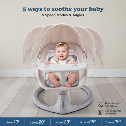 BRONTIX Automatic Cradle for Baby Rocker Beige | 0 to 12 Months | Swing for New Born Baby | Automatic Swing Cradle for Infants