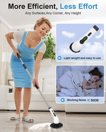 BRONTIX 9 in 1 Cordless Electric Spin Scrubber - Cleaning Brush for Home, Electric Mop Machine for Floor, Bathroom Cleaning