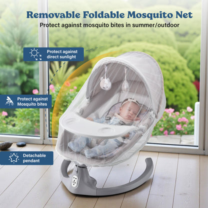 BRONTIX Automatic Cradle for Baby Rocker Light Grey | 0 to 12 Months | Swing for New Born Baby | Automatic Swing Cradle for Infants