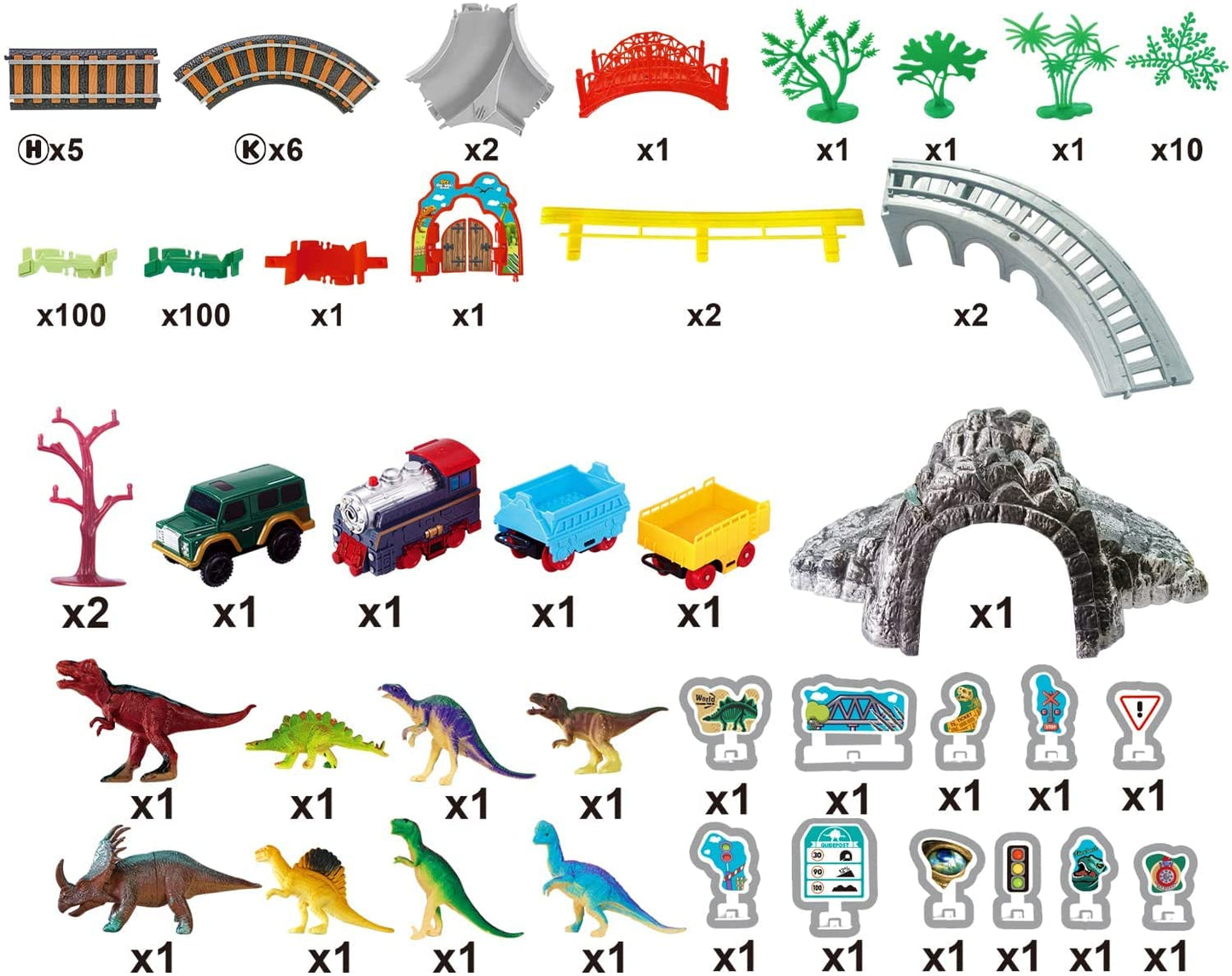 Dinosaur Toy Train with Track Set | Train Set for Kids 5+ Years with Car | Long Track Train Set with Adjustable Rails | Block Rider Toy Train Set | Big Size Train Toys for Boys 7-14 Years
