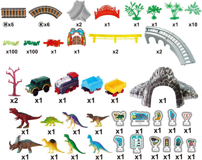 Dinosaur Toy Train with Track Set | Train Set for Kids 5+ Years with Car | Long Track Train Set with Adjustable Rails | Block Rider Toy Train Set | Big Size Train Toys for Boys 7-14 Years