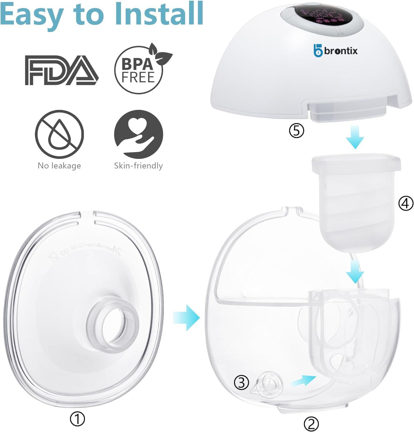 BRONTIX S32 Wearable Electric Breast Pump with Case