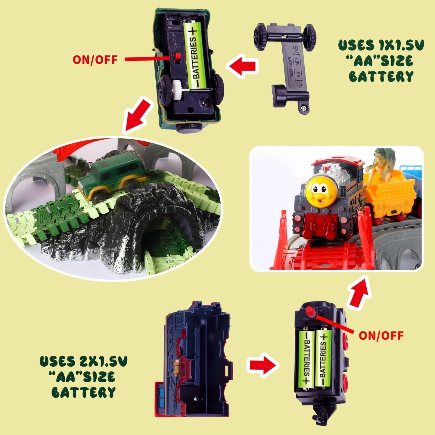 Dinosaur Toy Train with Track Set | Train Set for Kids 5+ Years with Car | Long Track Train Set with Adjustable Rails | Block Rider Toy Train Set | Big Size Train Toys for Boys 7-14 Years