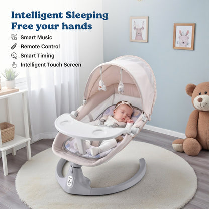 BRONTIX Automatic Cradle for Baby Rocker Beige | 0 to 12 Months | Swing for New Born Baby | Automatic Swing Cradle for Infants