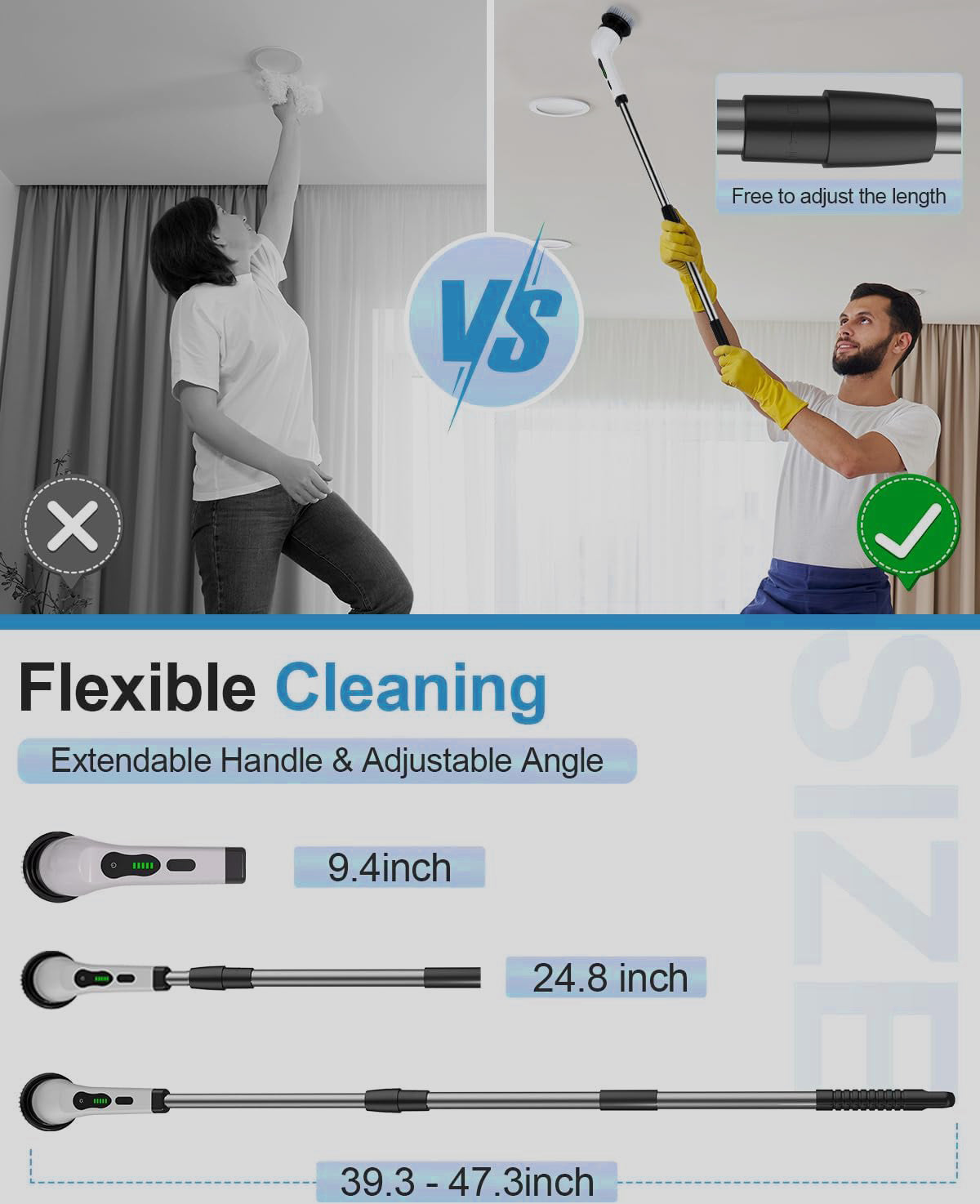 BRONTIX 9 in 1 Cordless Electric Spin Scrubber - Cleaning Brush for Home, Electric Mop Machine for Floor, Bathroom Cleaning