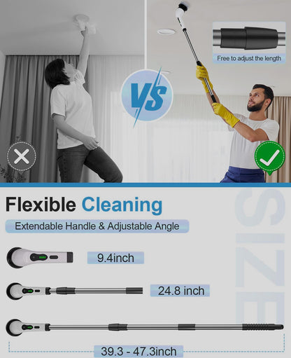 BRONTIX 9 in 1 Cordless Electric Spin Scrubber - Cleaning Brush for Home, Electric Mop Machine for Floor, Bathroom Cleaning