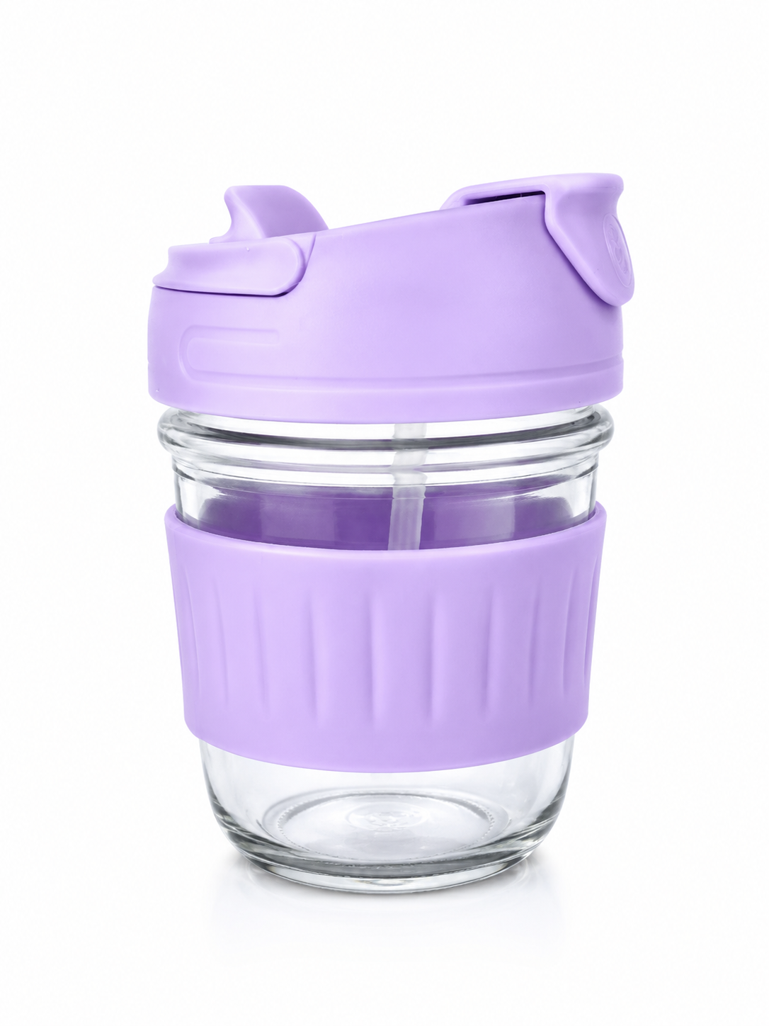 Softies Kids Glass Sipper Bottle – Straw Cup with Protective Silicone Sleeve, Purple And Four More Colors