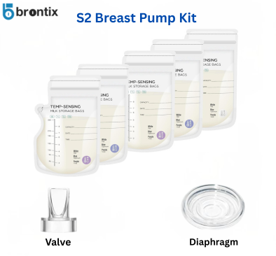 5 Milk Storage Pouches, 1 Diaphragm, 1 Valve – Complete Breastfeeding Pump Accessories Kit for Moms”