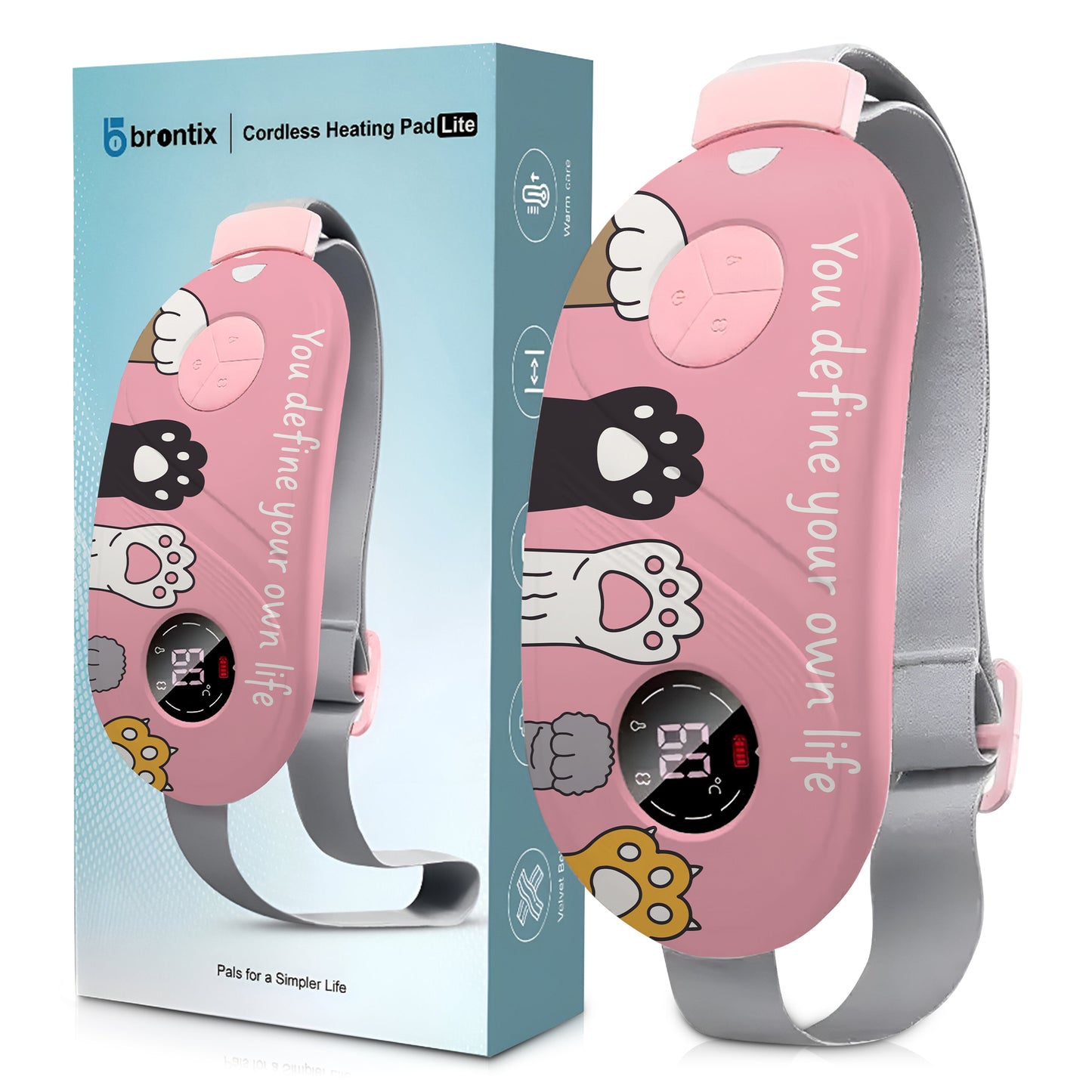 BRONTIX Period Cramp Relief Massager for Women Massage Modes Electric Periods Cramp Massager Perfect Gifts for Woman(Playful Paws)