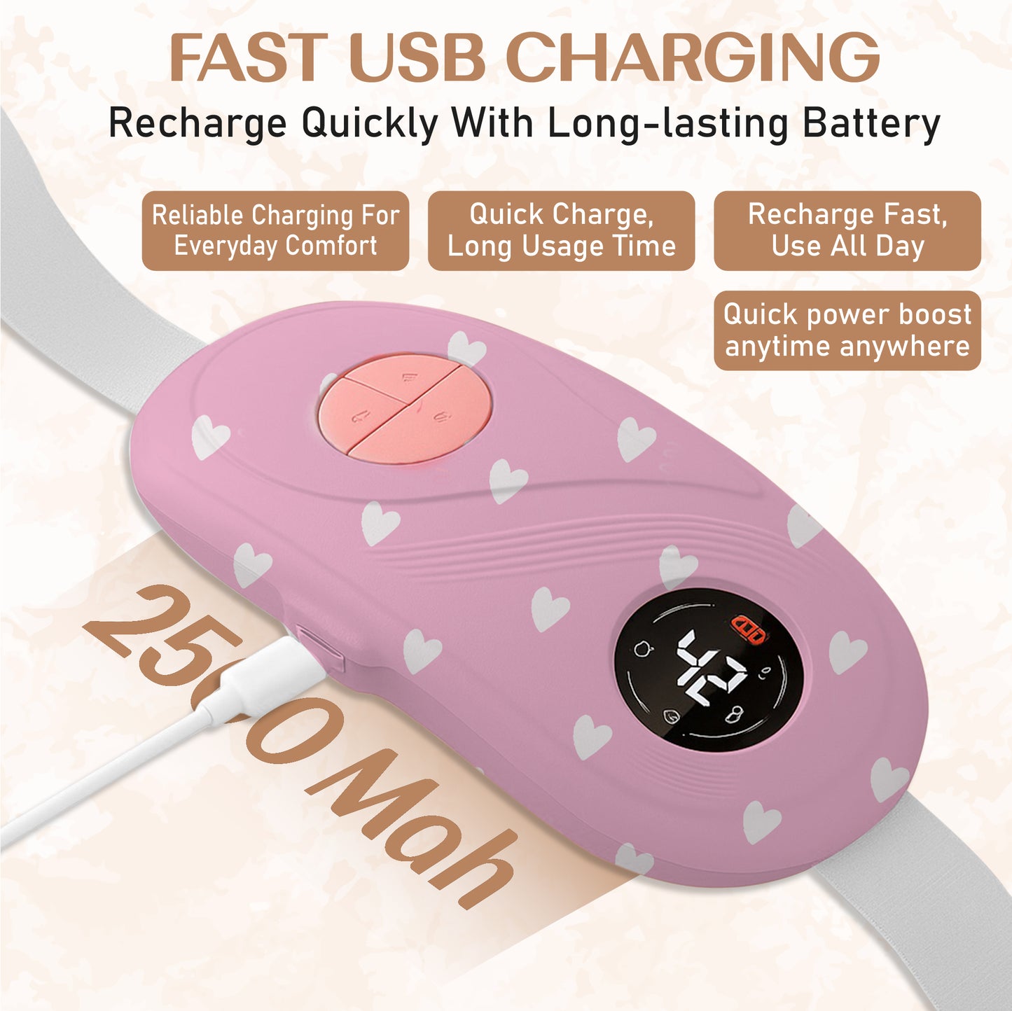BRONTIX Period Cramp Relief Massager for Women Massage Modes Electric Periods Cramp Massager Perfect Gifts for Woman(Candy Hearts)