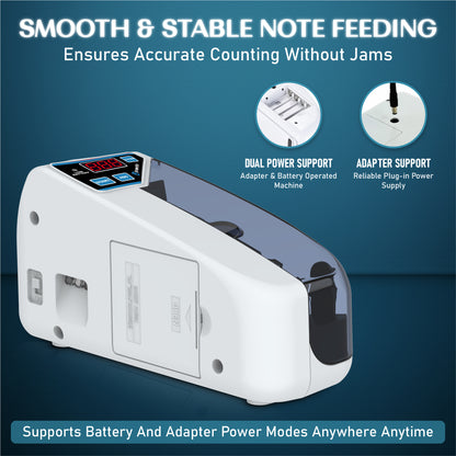 BRONTIX P-100 Money Counting Machine Mini | LED Display Note Counting Machine Cash Counter Machine Mini with UV/WM Detection, Auto Shut-Off Currency Counting Machine for Home (Portable Bundle)